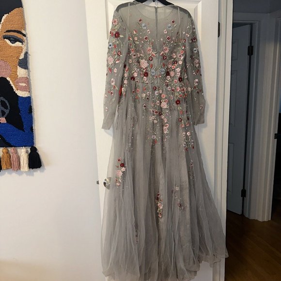 NWOT MAC DUGGAL MOTHER OF THE BRIDE EMBROIDERED ILLUSION PLATINUM GOWN 11241‎ - Picture 7 of 7